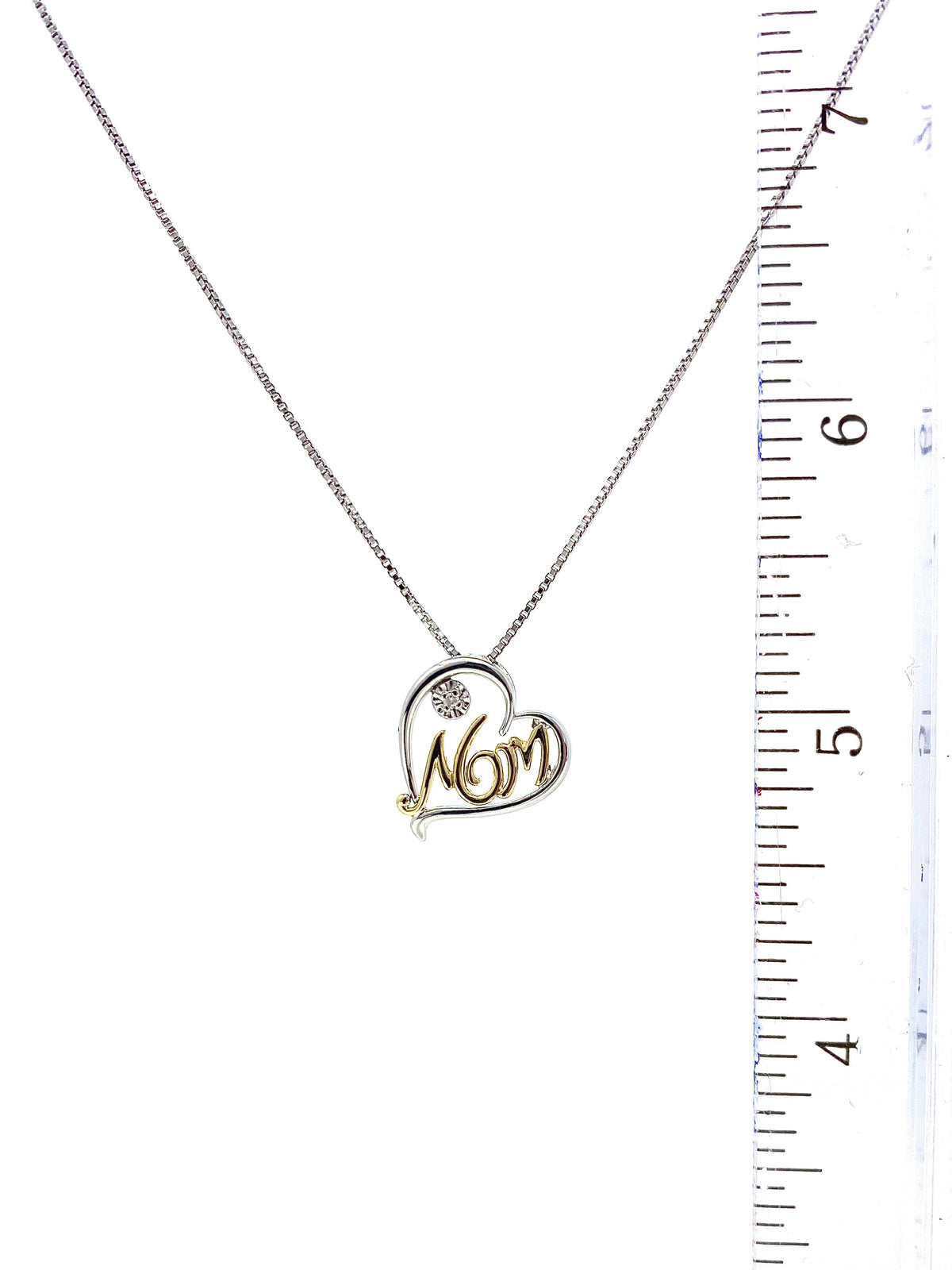 Sterling Silver &amp; 10K Yellow Gold Two Tone Diamond Mom Pendant