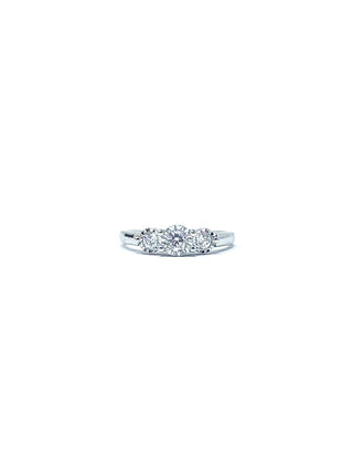 Anillo de compromiso de oro blanco de 10 quilates con 3 diamantes de 0,29 quilates, tamaño 6,5
