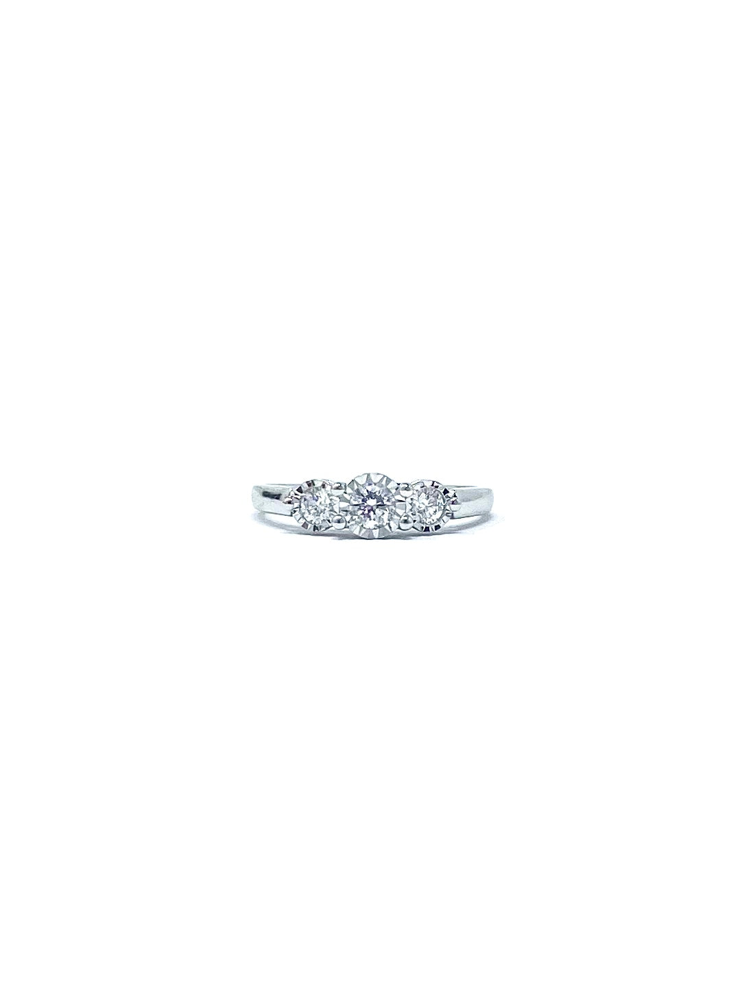 10K White Gold 0.29cttw 3 Stone Diamond Engagement Ring - Size 6.5