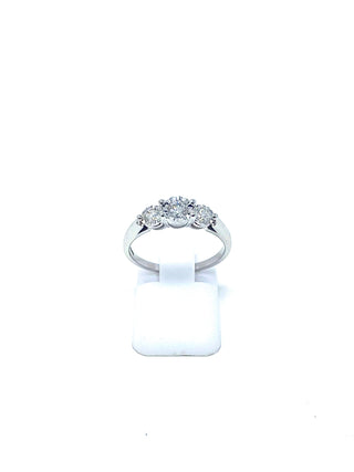 Anillo de compromiso de oro blanco de 10 quilates con 3 diamantes de 0,29 quilates, tamaño 6,5