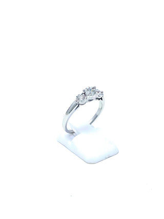 Anillo de compromiso de oro blanco de 10 quilates con 3 diamantes de 0,29 quilates, tamaño 6,5