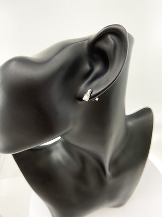 Pendientes de oro blanco de 10 quilates con ópalo genuino de 0,22 quilates y diamantes de 0,01 quilates