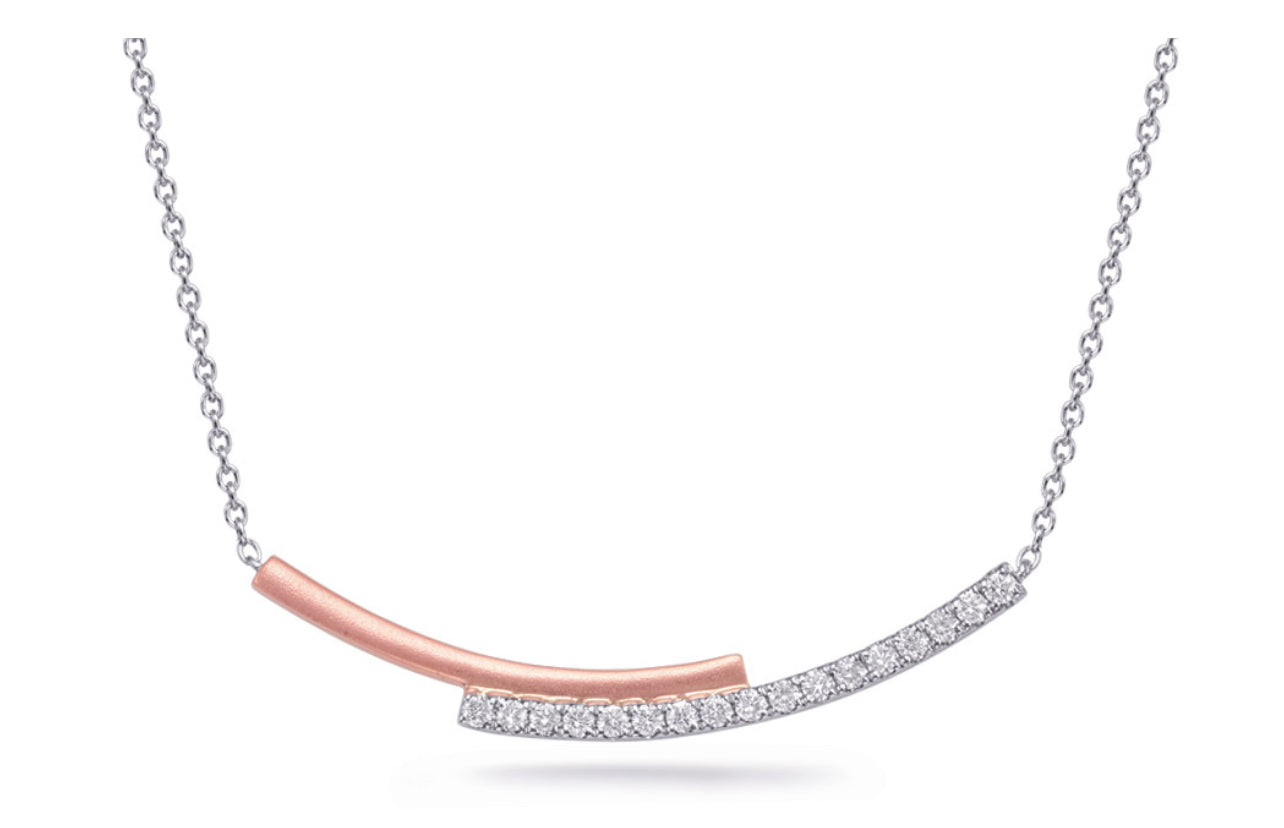 14K White & Rose Gold 0.20cttw Diamond Pendant, 18"