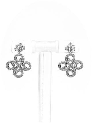 Pendientes colgantes tipo candelabro de diamantes de 0,50 quilates de oro blanco de 10 quilates