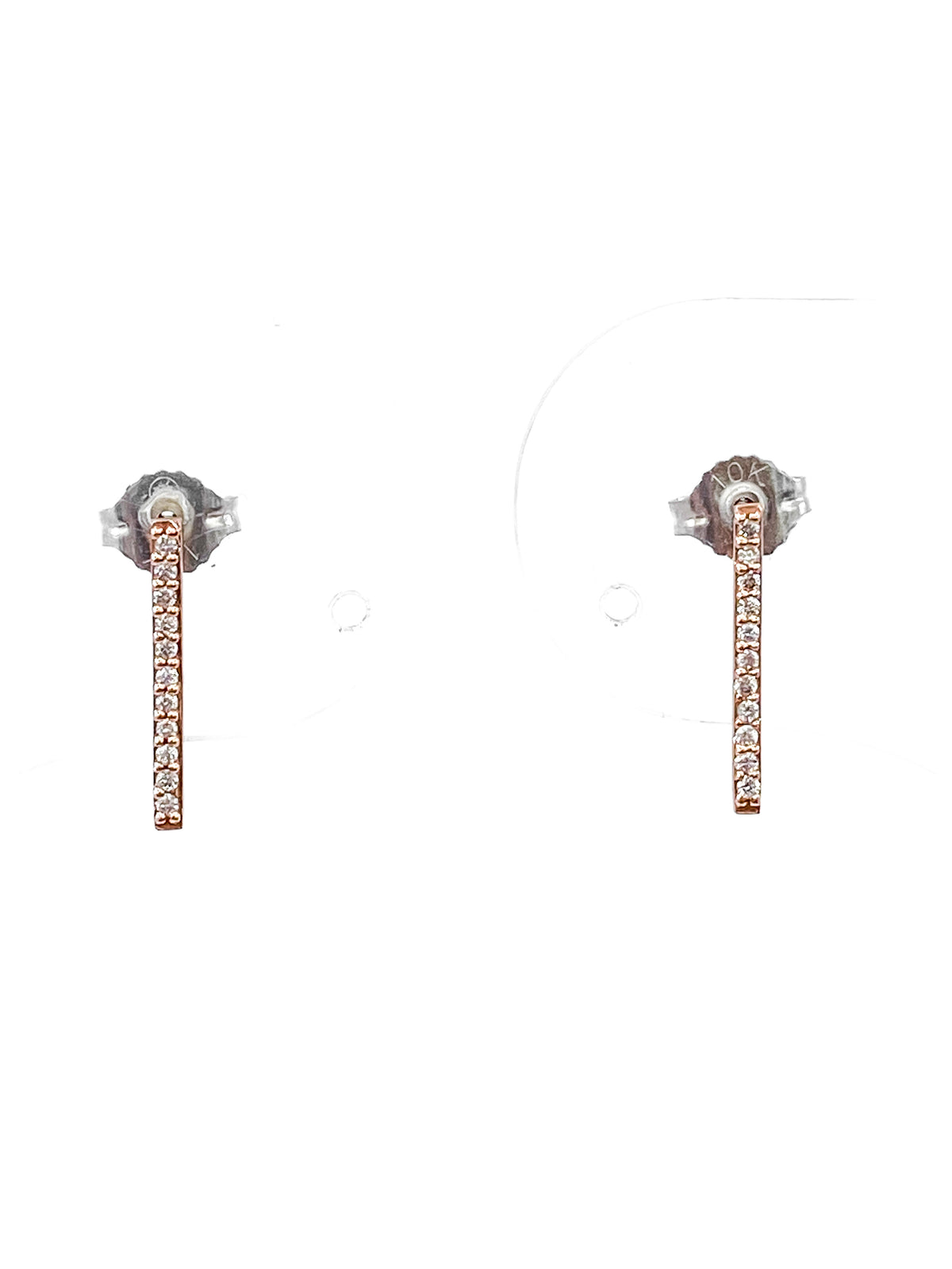 10K Rose Gold 0.11cttw Diamond Line Earrings