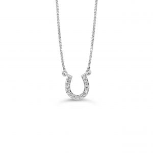 Colgante de herradura de diamantes de 0,05 quilates en oro blanco de 10 quilates, 18"