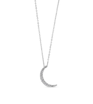 Colgante de luna creciente con diamantes de 0,04 quilates en oro blanco de 10 quilates, 18"