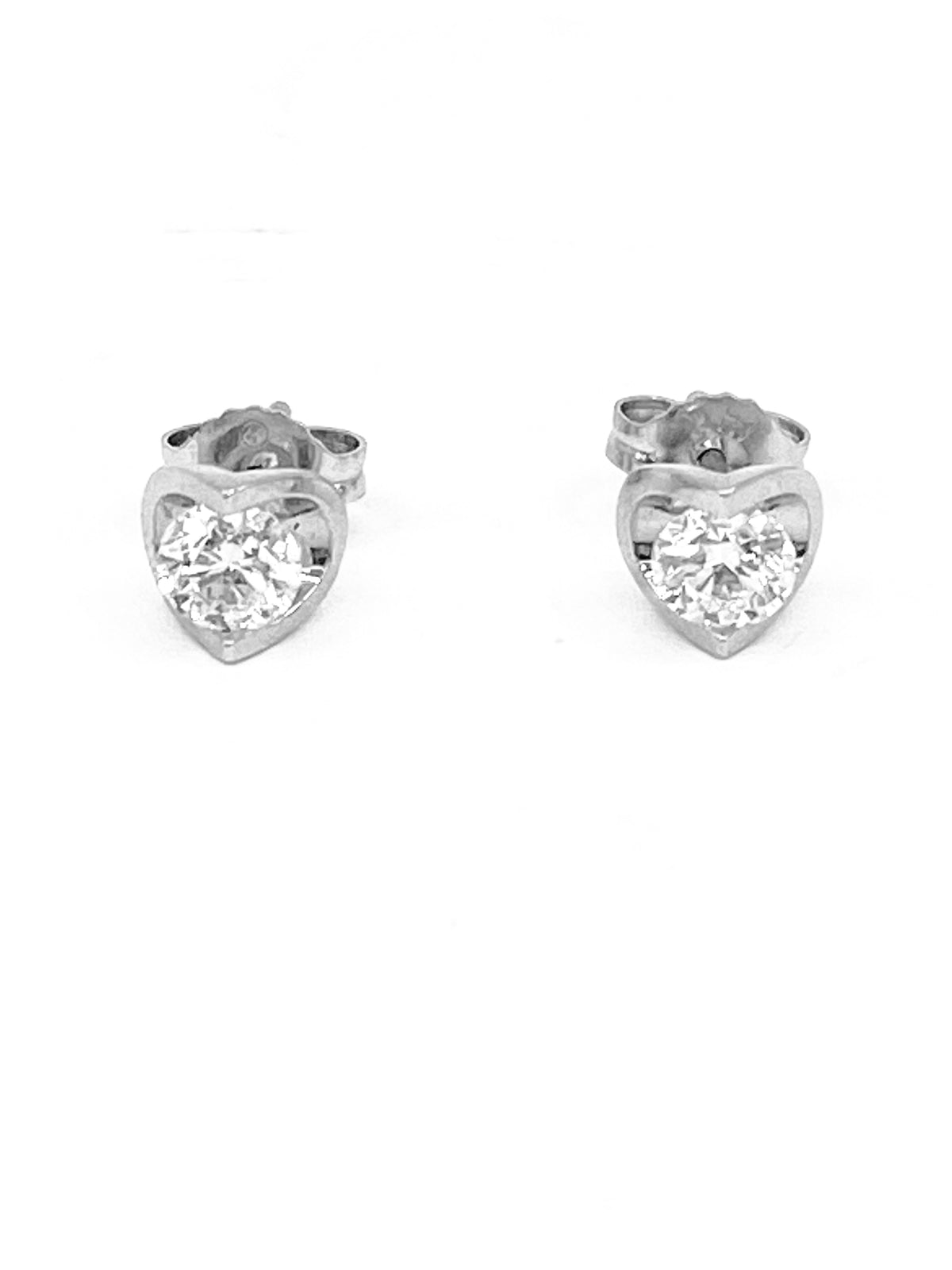 14K White Gold 1.00cttw Round Cut Canadian Diamond Stud Earrings