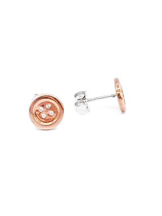 Aretes con botón de diamantes de 0,04 quilates en oro rosa de 10 quilates
