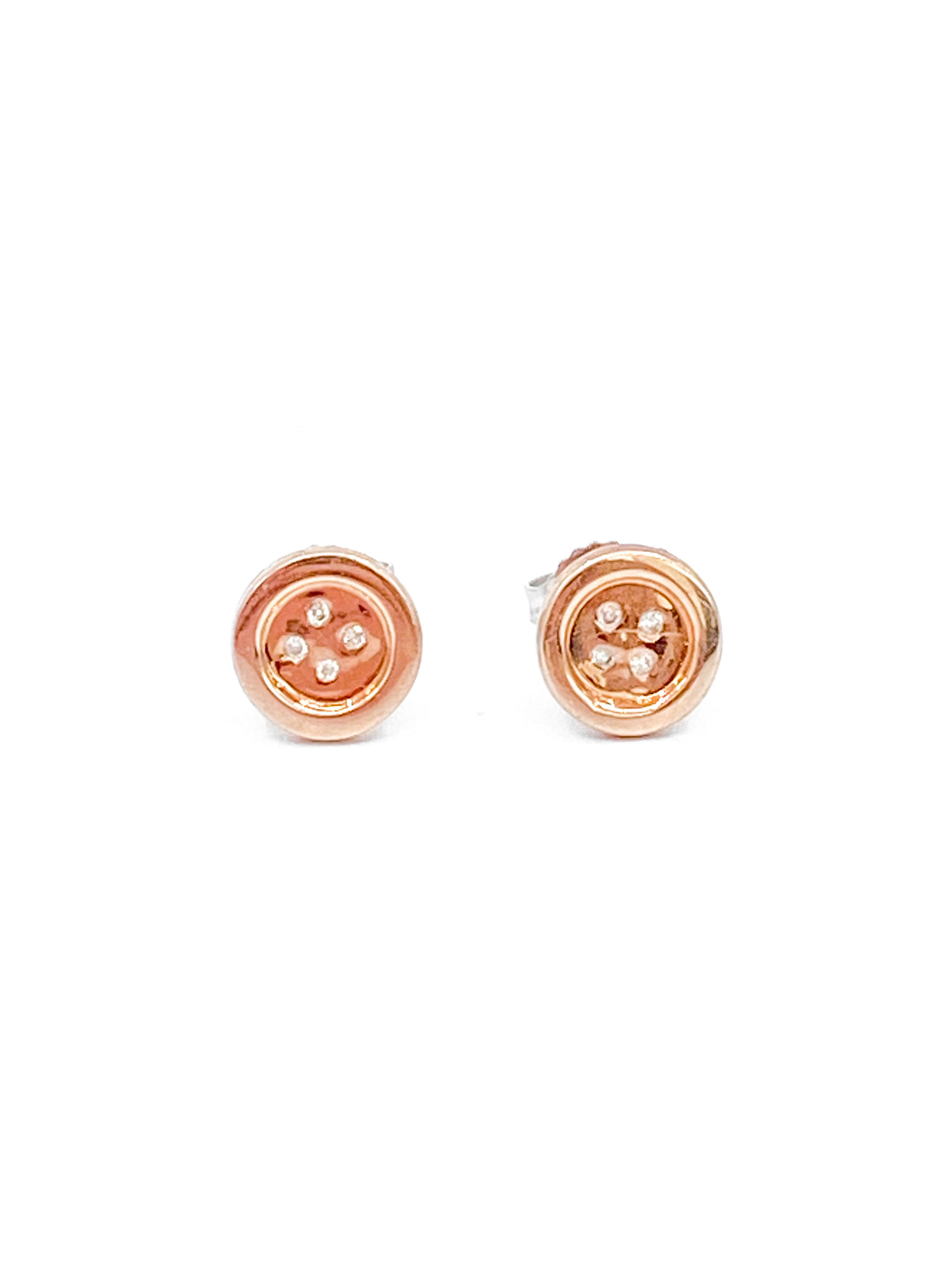 10K Rose Gold 0.04cttw Diamond Button Stud Earrings
