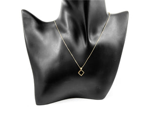 10K Yellow Gold 6mm Onyx & 0.04cttw Canadian Diamond Pendant, 18"