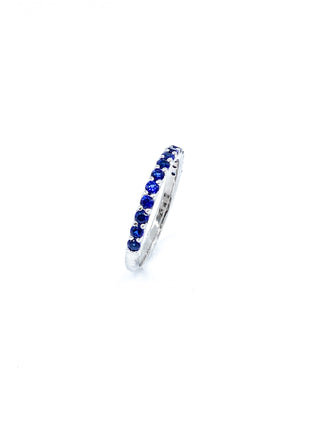 Anillo de zafiro creado en oro blanco de 10 quilates, talla 6,5