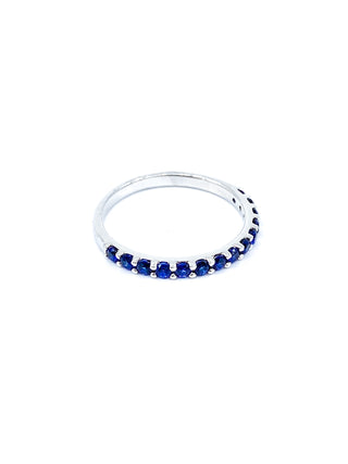 Anillo de zafiro creado en oro blanco de 10 quilates, talla 6,5