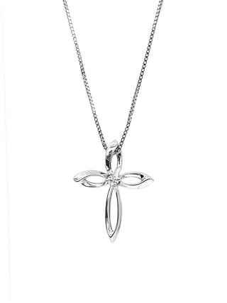 Colgante de cruz de diamantes de plata de ley de 0,075 quilates, 18"