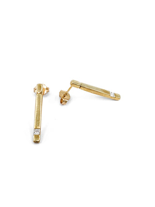 Aretes colgantes o colgantes con línea de diamantes canadienses de 0,14 quilates de oro amarillo de 10 quilates