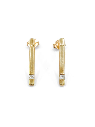 Aretes colgantes o colgantes con línea de diamantes canadienses de 0,14 quilates de oro amarillo de 10 quilates