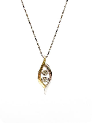 Colgante de oro blanco y amarillo de 10 quilates con diamantes de 0,02 quilates, 18"