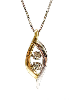 Colgante de oro blanco y amarillo de 10 quilates con diamantes de 0,02 quilates, 18"