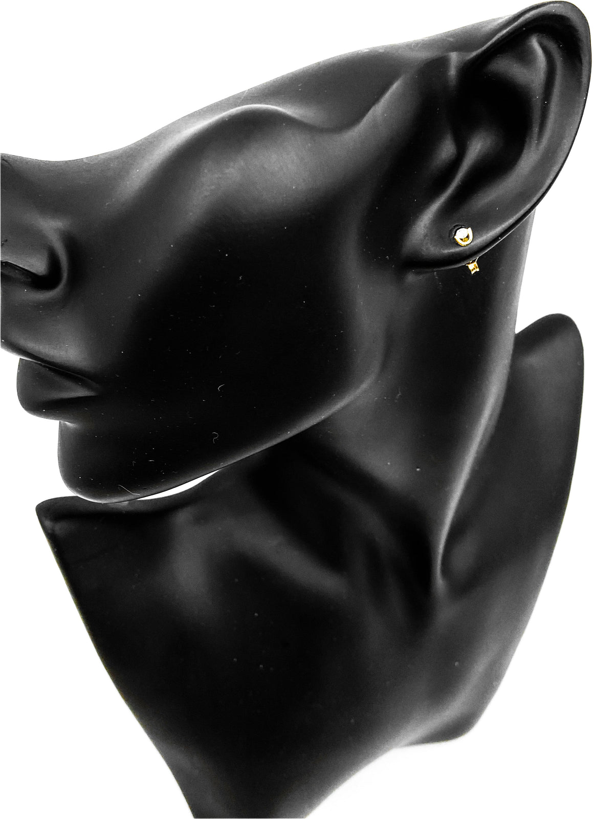 14K Yellow Gold 0.12cttw Canadian Diamond Meza Luna Earring Stud with Screw Backs