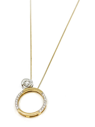 Collar de eternidad con diamantes canadienses de 0,137 quilates en oro blanco y amarillo de 10 quilates, 18"