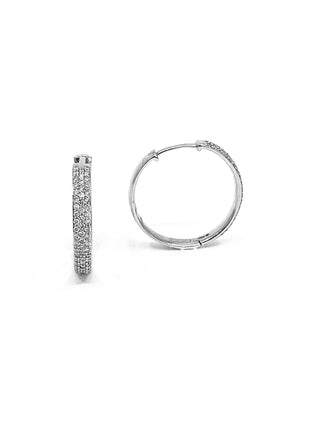 Pendiente tipo argolla con bisagras Huggie de diamantes de 0,50 quilates en oro blanco de 10 quilates