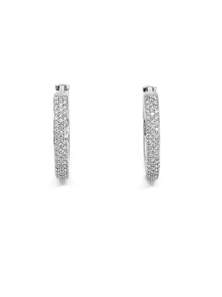 Pendiente tipo argolla con bisagras Huggie de diamantes de 0,50 quilates en oro blanco de 10 quilates