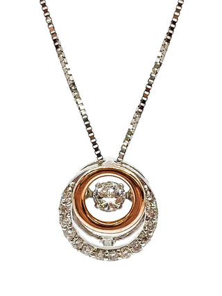 Collar de eternidad/doble círculo con diamantes de 0,38 quilates en oro blanco y rosa de 10 quilates, 18"