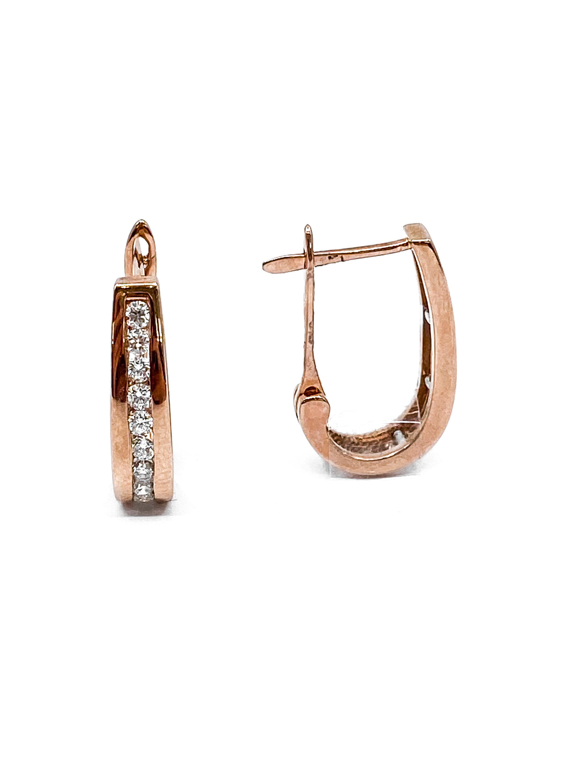 10K Rose Gold 0.15cttw Diamond Hoop Earrings