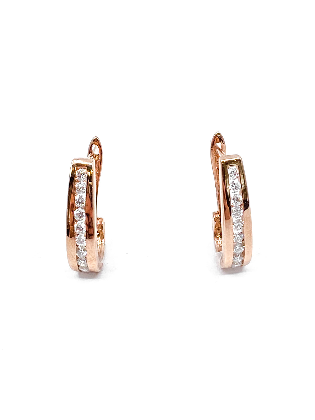 10K Rose Gold 0.50cttw Diamond Hoop Huggie Hinged Earring