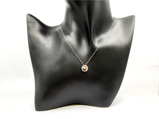 Collar de eternidad/doble círculo con diamantes de 0,38 quilates en oro blanco y rosa de 10 quilates, 18"
