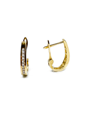 Aretes tipo argolla con diamantes de 0,15 quilates en oro amarillo de 10 quilates