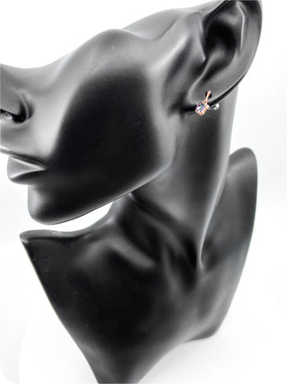 10K White & Rose Gold 1.20cttw Mystic Topaz and 0.02cttw Diamond Stud / Dangle / Drop Earring