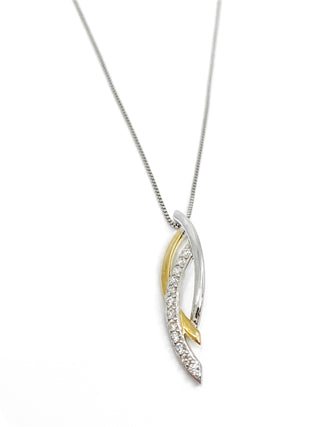 Collar de diamantes de 0,11 quilates en oro blanco y amarillo de 10 quilates, 18"