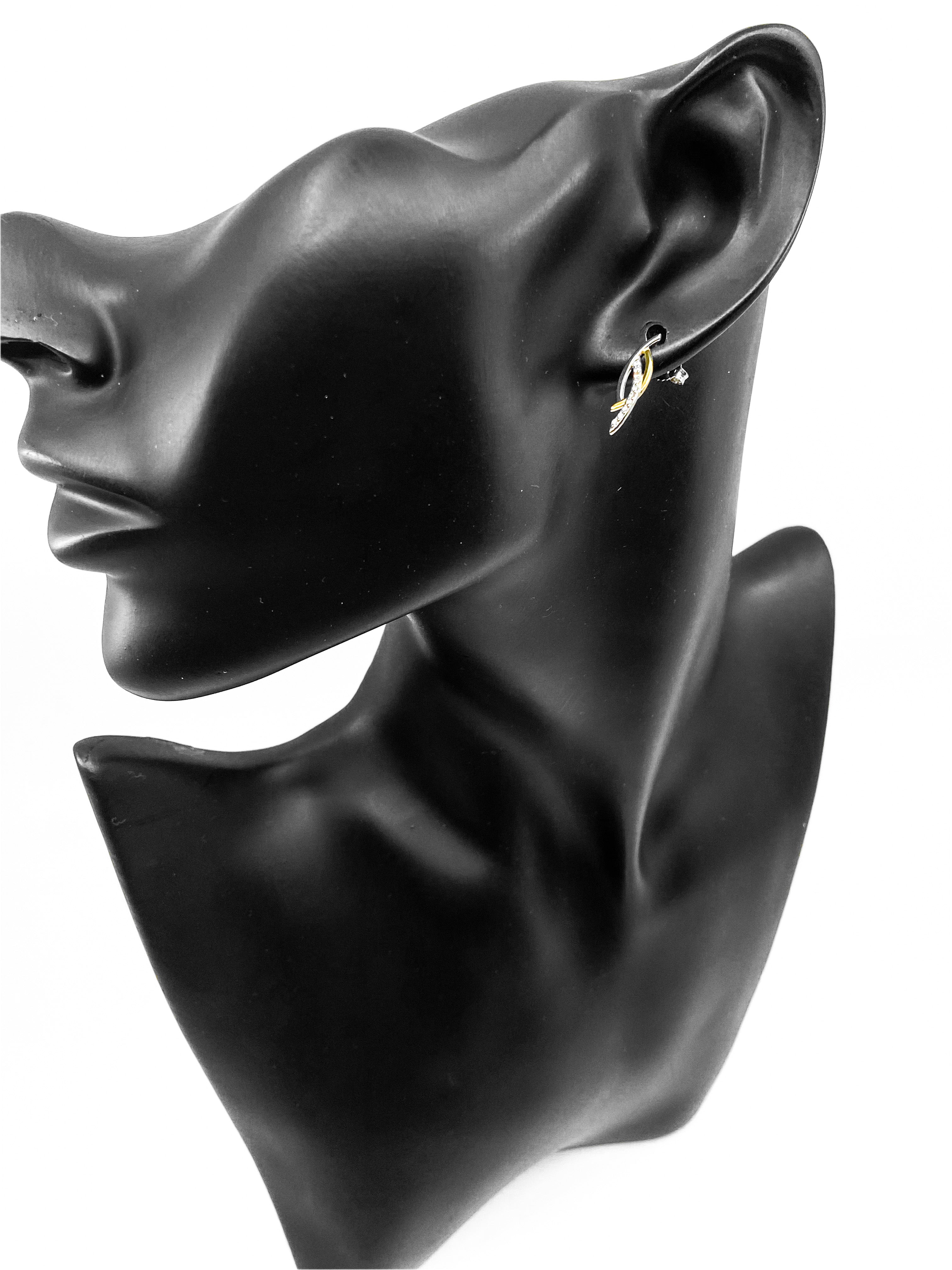 10K Yellow & White Gold 0.10cttw Diamond Dangle Drop Earrings