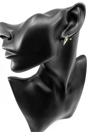 10K Yellow & White Gold 0.10cttw Diamond Dangle Drop Earrings