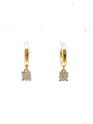 Aretes colgantes colgantes con diamantes de 0,06 quilates en oro amarillo de 10 quilates