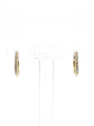 Aretes tipo argolla con bisagras y diamantes de 0,15 quilates en oro amarillo de 10 quilates