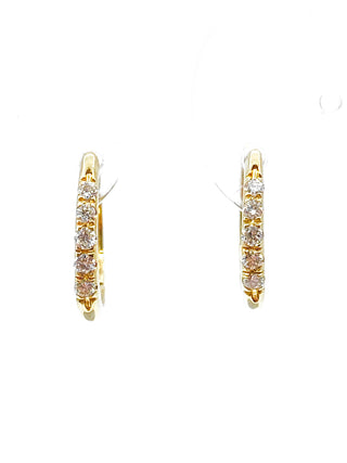 Aretes tipo argolla con bisagras y diamantes de 0,15 quilates en oro amarillo de 10 quilates