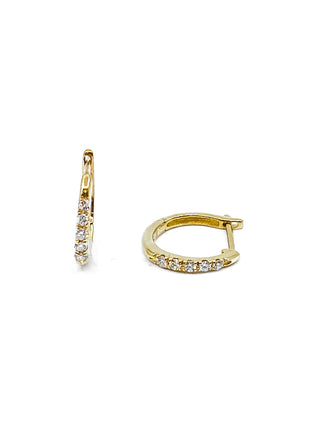 Aretes tipo argolla con bisagras y diamantes de 0,15 quilates en oro amarillo de 10 quilates