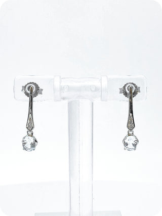 10K White Gold 0.64cttw Aquamarines & 0.012cttw Diamond Dangle / Drop Earrings