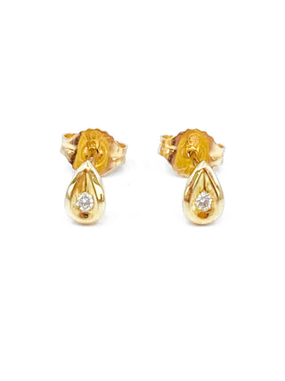 Pendiente con diseño de hoja de diamante de talla redonda de 0,04 quilates de oro amarillo de 10 quilates