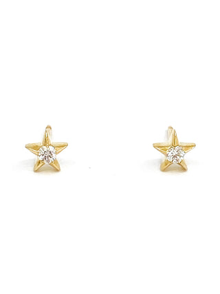 Aretes con forma de estrella de diamantes canadienses de 0,125 quilates en oro amarillo de 10 quilates