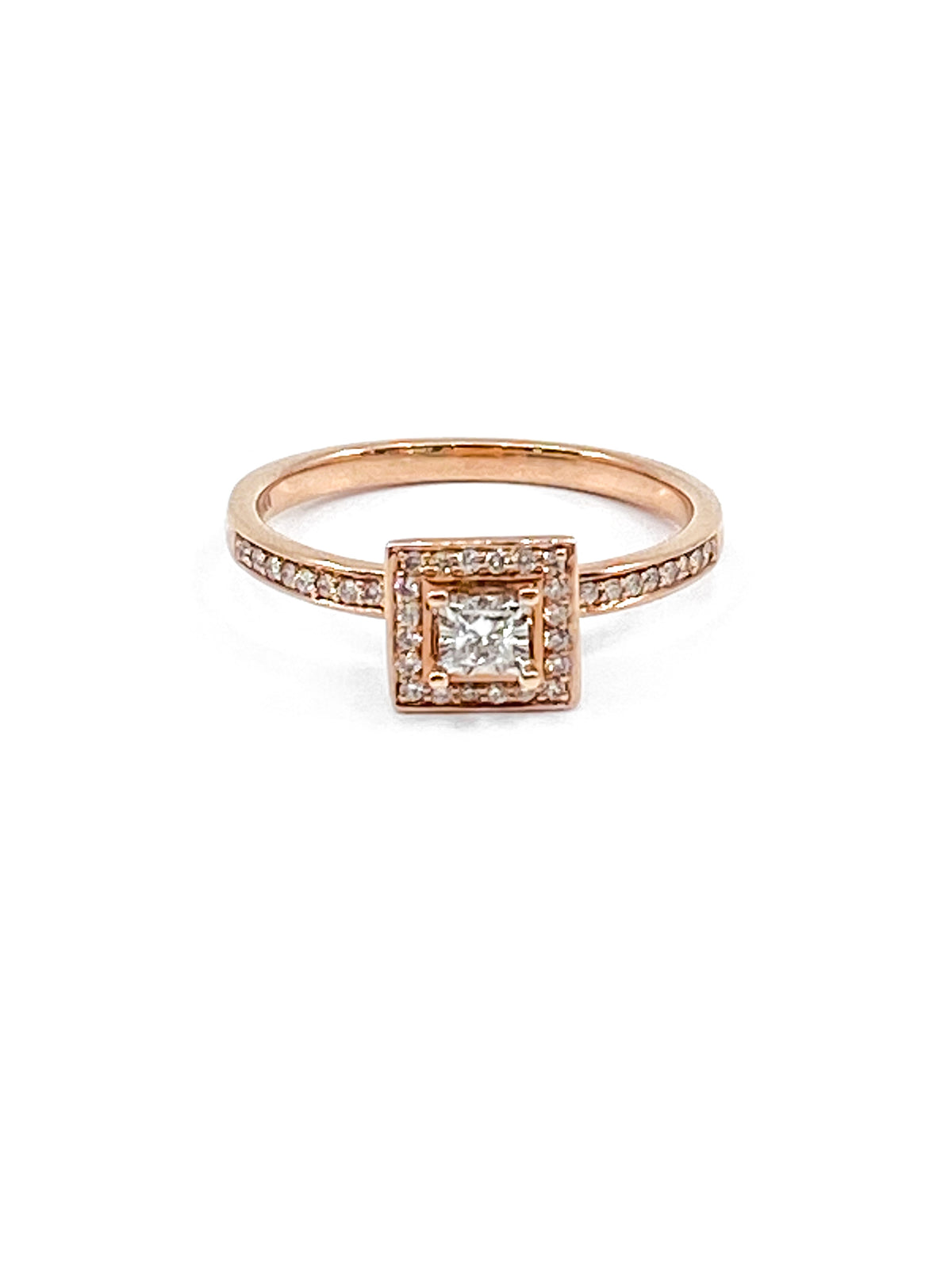 10K Rose Gold 0.20cttw Canadian Diamond Halo Engagement Ring, size 6.5