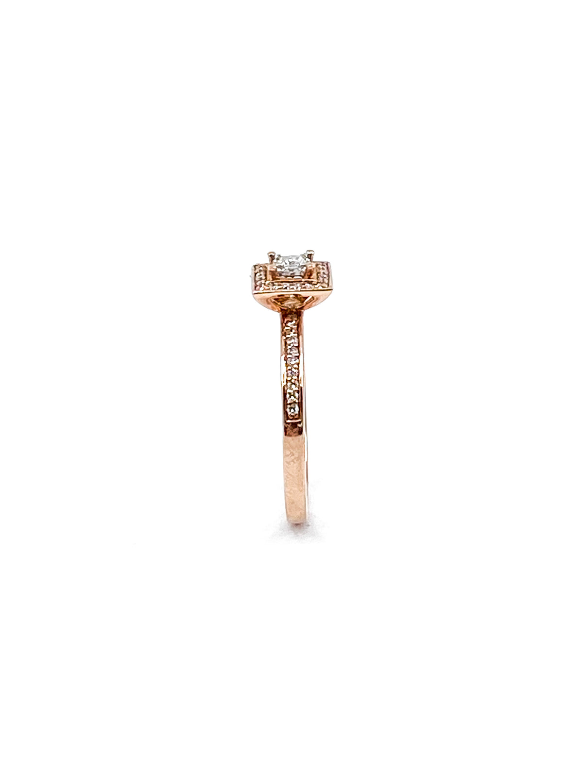 10K Rose Gold 0.20cttw Canadian Diamond Halo Engagement Ring, size 6.5