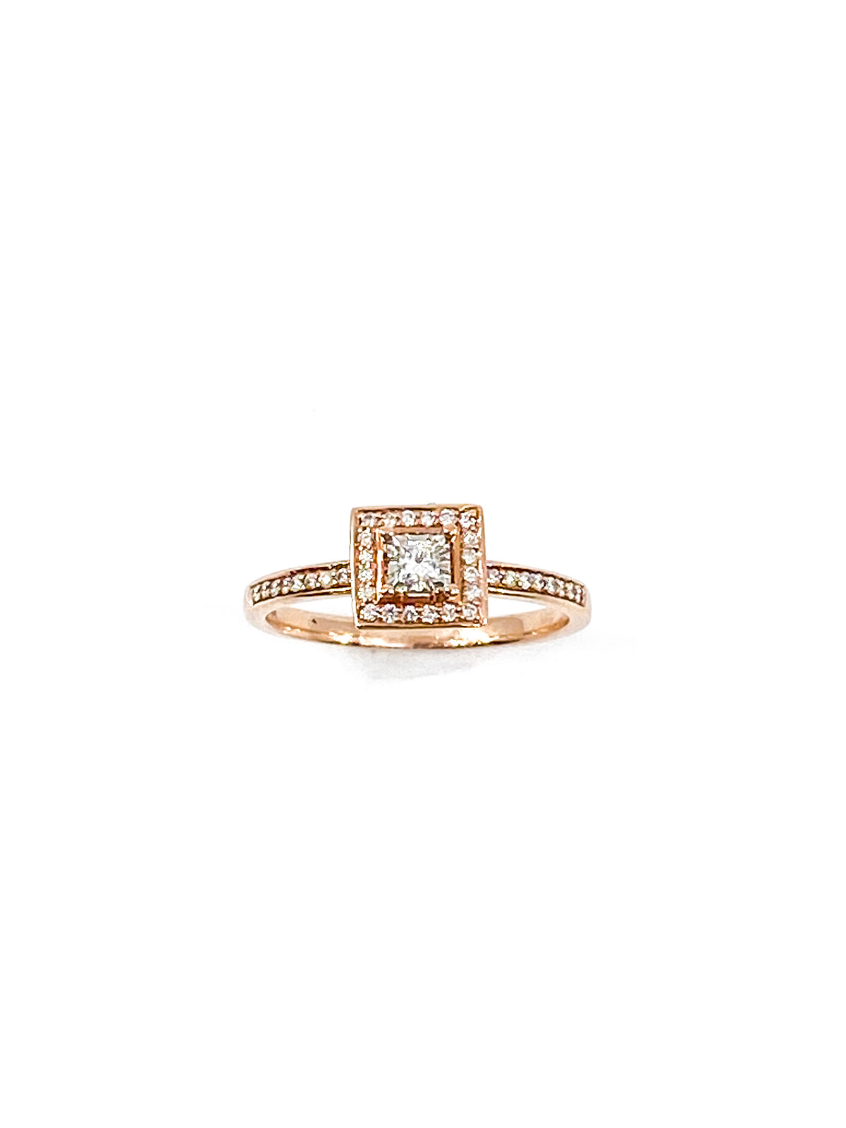 10K Rose Gold 0.20cttw Canadian Diamond Halo Engagement Ring, size 6.5