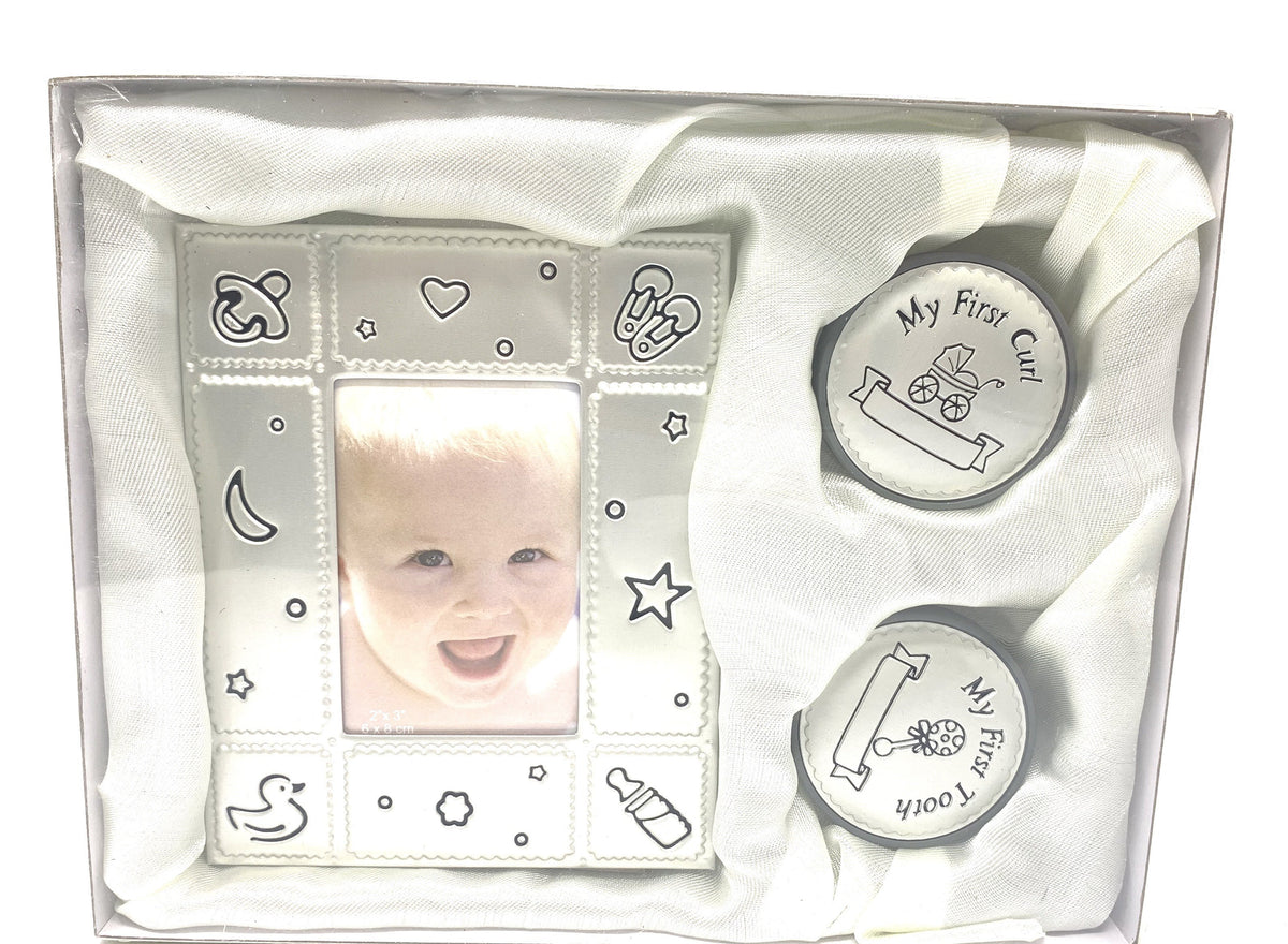 3Pc. Set Silver Frame with First Tooth &amp; Curl