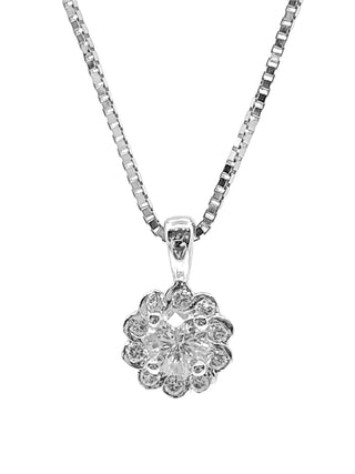 Collar con halo de diamantes canadienses de 0,25 quilates en oro blanco de 14 quilates, 18"