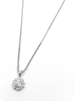 Collar con halo de diamantes canadienses de 0,25 quilates en oro blanco de 14 quilates, 18"