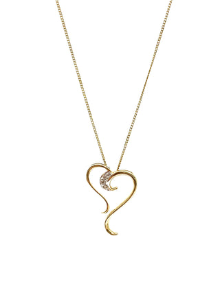 Colgante en forma de corazón con diamantes de 0,015 quilates en oro amarillo de 10 quilates, 18"