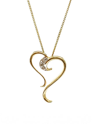 Colgante en forma de corazón con diamantes de 0,015 quilates en oro amarillo de 10 quilates, 18"